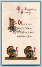 1913 J.B.& Co SAS Embossed Postcard Thanksgiving Greeting Pair of Turkeys 451 picture
