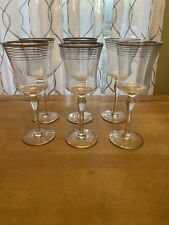 Vintage-Set Of 6-Tiffin Franciscan-Crystal-Platinum Rim-Stemmed /Wine Glasses picture