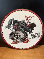  VINTAGE STYLE ''DARTH FINK'' GAS & OIL PUMP PLATE 12 INCH PORCELAIN SIGN  picture