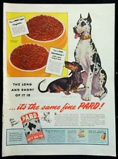 1944 Pard Dog Food Vintage Print Ad Great Dane & Dachshund picture