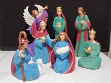 7 PIECE SET - Large Colored Nativity Set Abbey Press Cast Resin picture