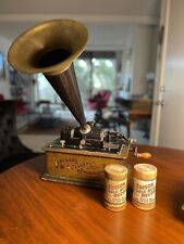 1905 Edison Standard Oak Wind-Up Cylinder Phonograph with Antique Horn. Thomas A picture