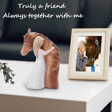 Dymeily Horse Figurine Gifts for Women Horse Lovers Girl Embrace Horse Statue picture