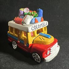 Columbia Folk Art Hand Crafted Ceramic Bus Sculpture Figurine Pottery Clay picture