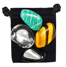 BRAIN BALANCE Tumbled Crystal Healing Set = 4 Stones + Pouch + Description Card picture