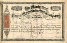 Manhattan Brass Manufacturing Co. - 1871 dated Stock Certificate with Revenue -  picture