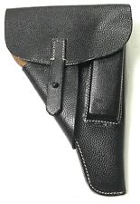  WWII GERMAN WALTHER P38 SHOFTSHELL PISTOL HOLSTER -BLACK PEBBLED LEATHER picture