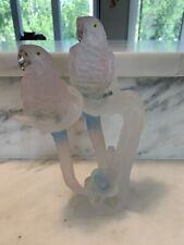 Vintage Macaws/Parrots Perched On Branch Figurine Lucite Plastic 8.5” picture