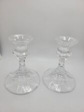 Vintage Clear Crystal Glass Candlestick Taper Candle Holders  Art Deco Elegant picture