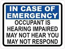 3in x 2.25in Occupant Is Hearing Impaired Vinyl Sticker Safety Sign Decal picture