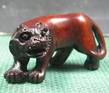 CHINESE Brown HAND made Boxwood Wood Display Tiger 918657 picture