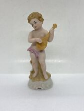Vintage 1970s Baby Cherub Angel Playing Instrument Figurine Ceramic Art 18 picture