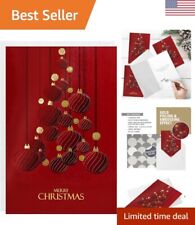 Elegantly Embossed Christmas Cards - Radiate Warmth & Joy - 48 Cards 3 Pack picture