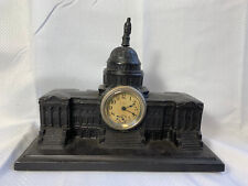 1924 Antiq Mantle Clock Cast Metal Capital Building 8 Day Shelf Wind Up *Working picture