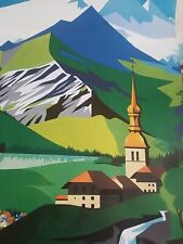 VINTAGE SNCF POSTER ‘THE FRENCH ALPS’ Original 1966 Railway Travel France Rare picture