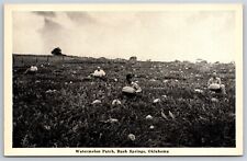 Postcard Rush Springs OK Oklahoma Watermelon Capitol Patch Pickers c1940s AT1 picture