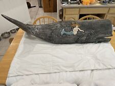 Vintage Hand Carved Wooden Sperm Whale 50” L  X 12” H X 5