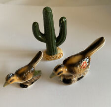Bone China 2 Road Runners & Cactus Vintage Miniature Figurines S.S. Made Japan picture