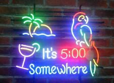 New It's 5 00 Somewhere Parrot Neon Light Sign 20