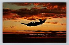 The Beechcraft Bonanza Aircraft Sunset Transportation, Antique, Vintage Postcard picture