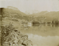 France, Lake Annecy, Abbey of Talloires Vintage Albumen Print.  Print picture