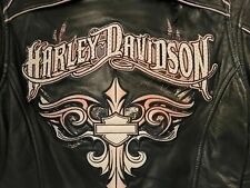 WOMEN'S HARLEY DAVIDSON HD BLACK PINK ACCENTS  LEATHER RIDING JACKET.  XS/S picture