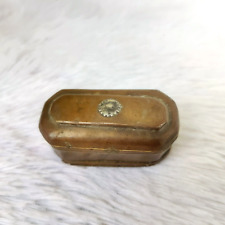 19c Vintage Brass Tricky Tobacco Box Silver Flower Decorated Rare Miniature Old picture