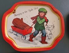 4 VINTAGE METAL CHRISTMAS THEMED SMALL TRAYS picture