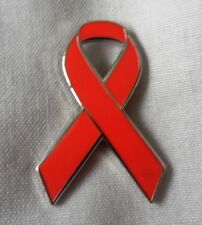 *NEW* Cardiac Arrest Awareness red ribbon enamel badge / brooch. Charity. picture