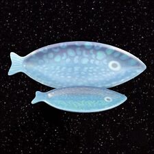 Opalhouse Bamboo Melamine Blue Fish Platter W Dish Tray Platter Set 2 Whimsical picture