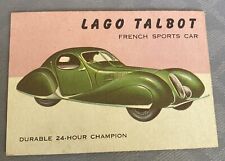 1954 Topps World on Wheels #22 Lago Talbot French Sports Car EX picture