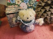 Adorable Vintage Teddy Bear Plush Christmas Ornament w/ Fabric Box picture