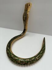 Hand Carved Wooden Snake Reticulated Folk Art Symbol Of Life Changes & Longevity picture