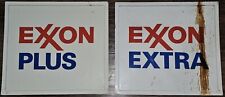 Two Vintage EXXON EXTRA & PLUS Metal Gas Station Signs ~ 22.5