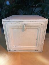 Vintage Mid-Century Metal Tin Bread Box w/Latching Front Door 13”/14”/14” Square picture