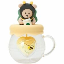 Starbucks Cute Little bee Glass Mug Cup w/ lid Strainer Coffee Mug Honey Pot picture