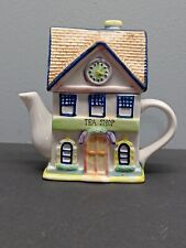 TeaPot Little ceramic Says Tea Shop 2000 Collectors Series 6 Inches Tall picture