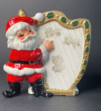 Vintage Santa Playing A Harp Ceramic Planter  Christmas Hand Painted Japan picture