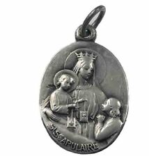 Vintage Catholic St Scapulaire  Religious Silver Tone Medal picture