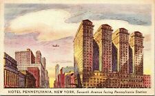 Hotel Pennsylvania New York NY 7th Ave Linen Postcard VTG UNP Unused Vintage picture