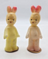 Vintage Gurley Novelty Co. Easter Bunny in yellow/pink choir gown Unlit Lot of 2 picture