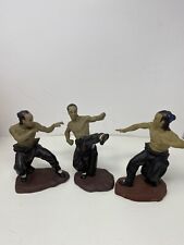 X3 Vintage Shiwan Pottery Clay Mudman Chinese Kung Fu Martial Arts Figures 7” picture