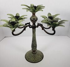 Vintage 4 Arm 5 candle Vintage Candelabra Palm Tree brass Table Decor 12 inch picture