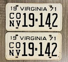 1971 Virginia Convertible License Plates Pair Retro Car Truck Vehicle Garage picture