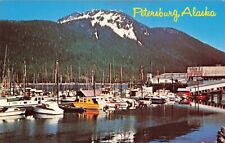Petersburg AK, Harbor, Mountains, Little Norway of Alaska, Vintage Postcard picture