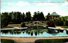 Postcard MA Newburyport Rustic Wooden Bridge Atkinson Park Band Stand ~1910 H23 picture