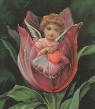 c1910 Fantasy Angel Heart Inside Tulip Germany Valentines Day P371 picture