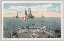 U. S. Sailor Wigwagging Battleship postcard Sailors Signaling 1920s/1930s USN picture