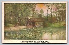 Bridge Over Creek Greetings from Cheswold Delaware DE c1920s Postcard picture