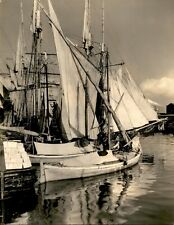 GA131 Original Underwood Photo NAPLES ITALY Picturesque Setting Boats in Harbor picture